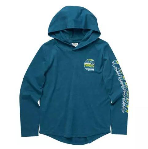 Blue Coral Heather | Carhartt Girls Long-Sleeve Hooded Shirt | ruggednorth.ca