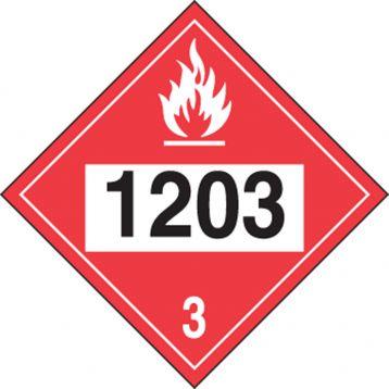 Gasoline 1203 Plastic Sign: Hazard Class 3
