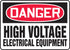 Danger High Voltage Electrical Equipment Plastic Sign