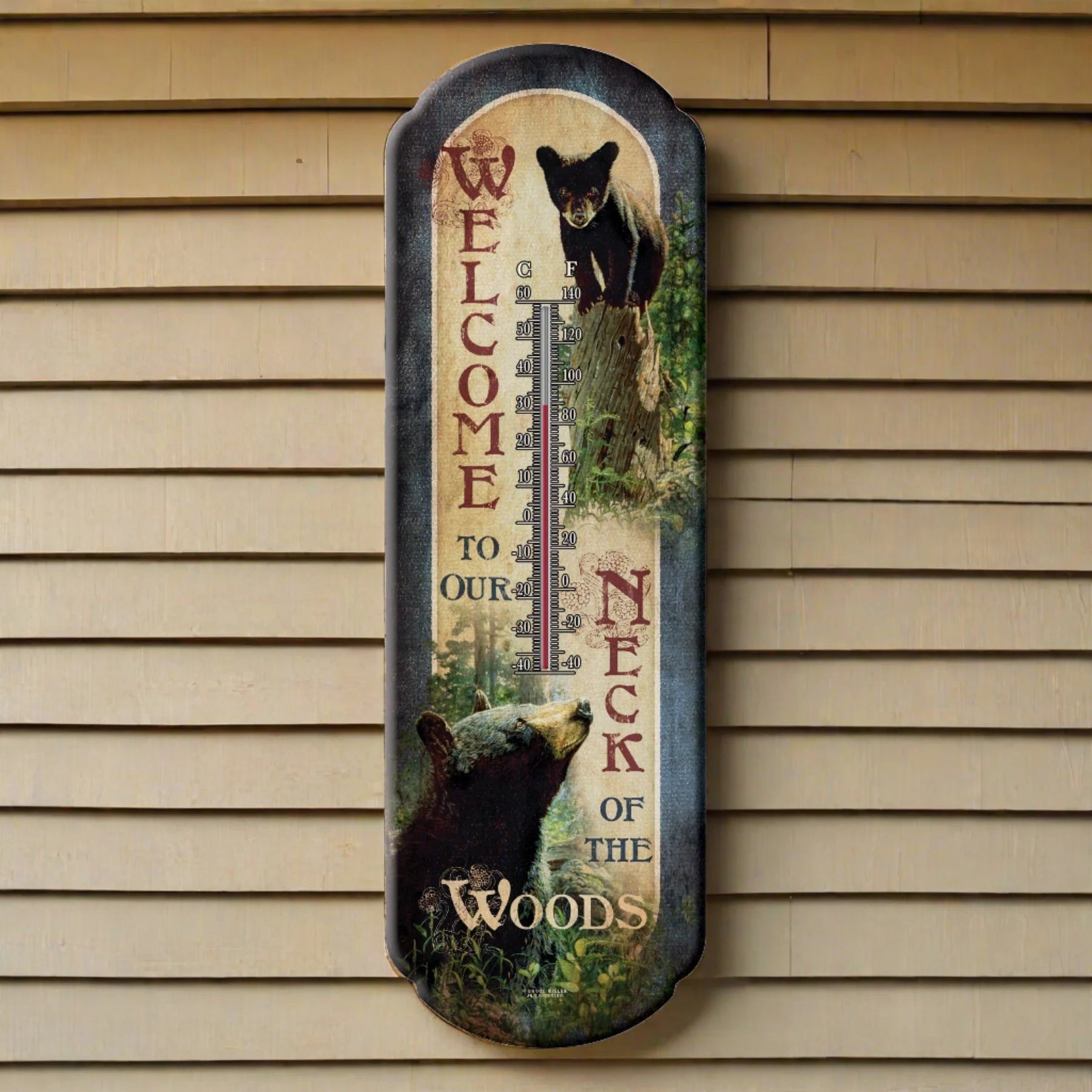 Rivers Edge Tin Thermometer - Bear Welcome