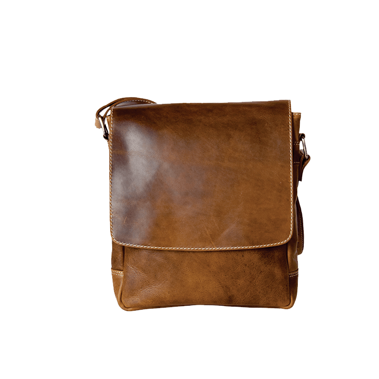 Rugged Earth Brown Leather Messenger Bag