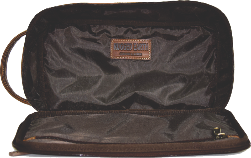 Rugged Earth Brown Leather Toiletry Case