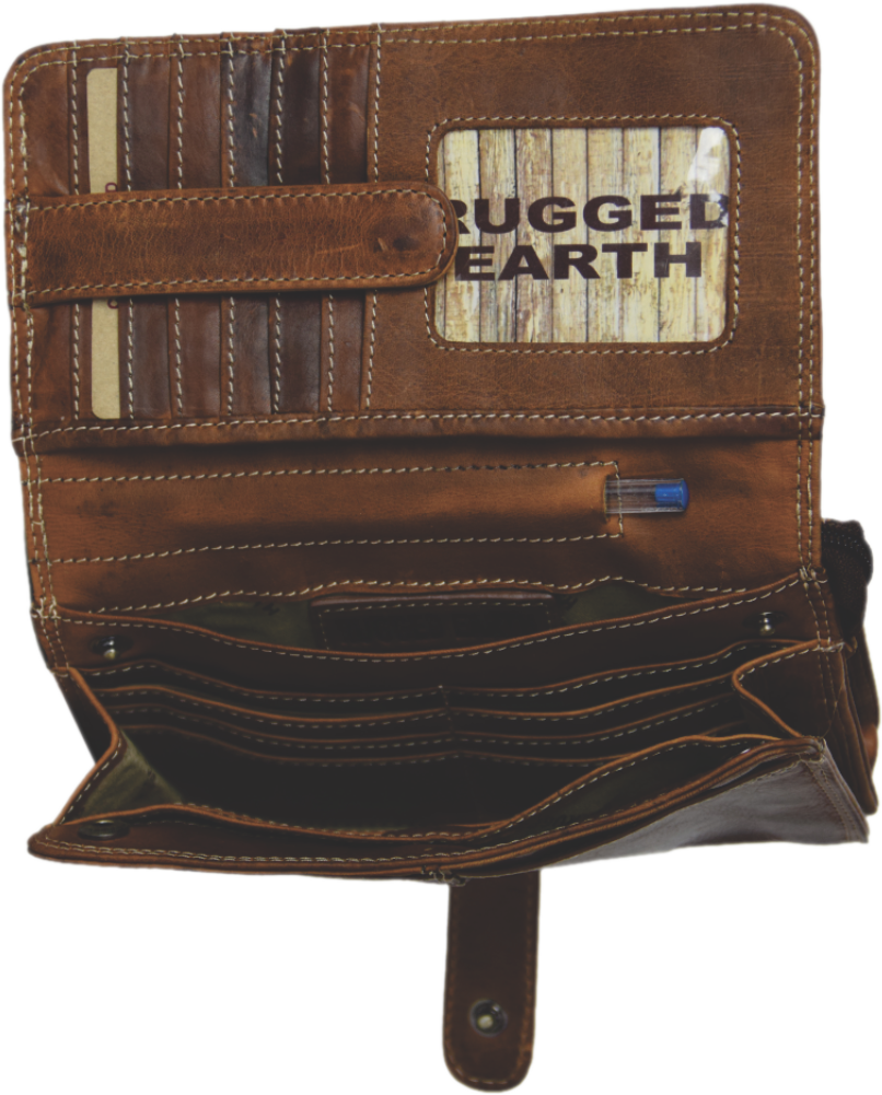 Rugged Earth Brown Leather Organizer Purse