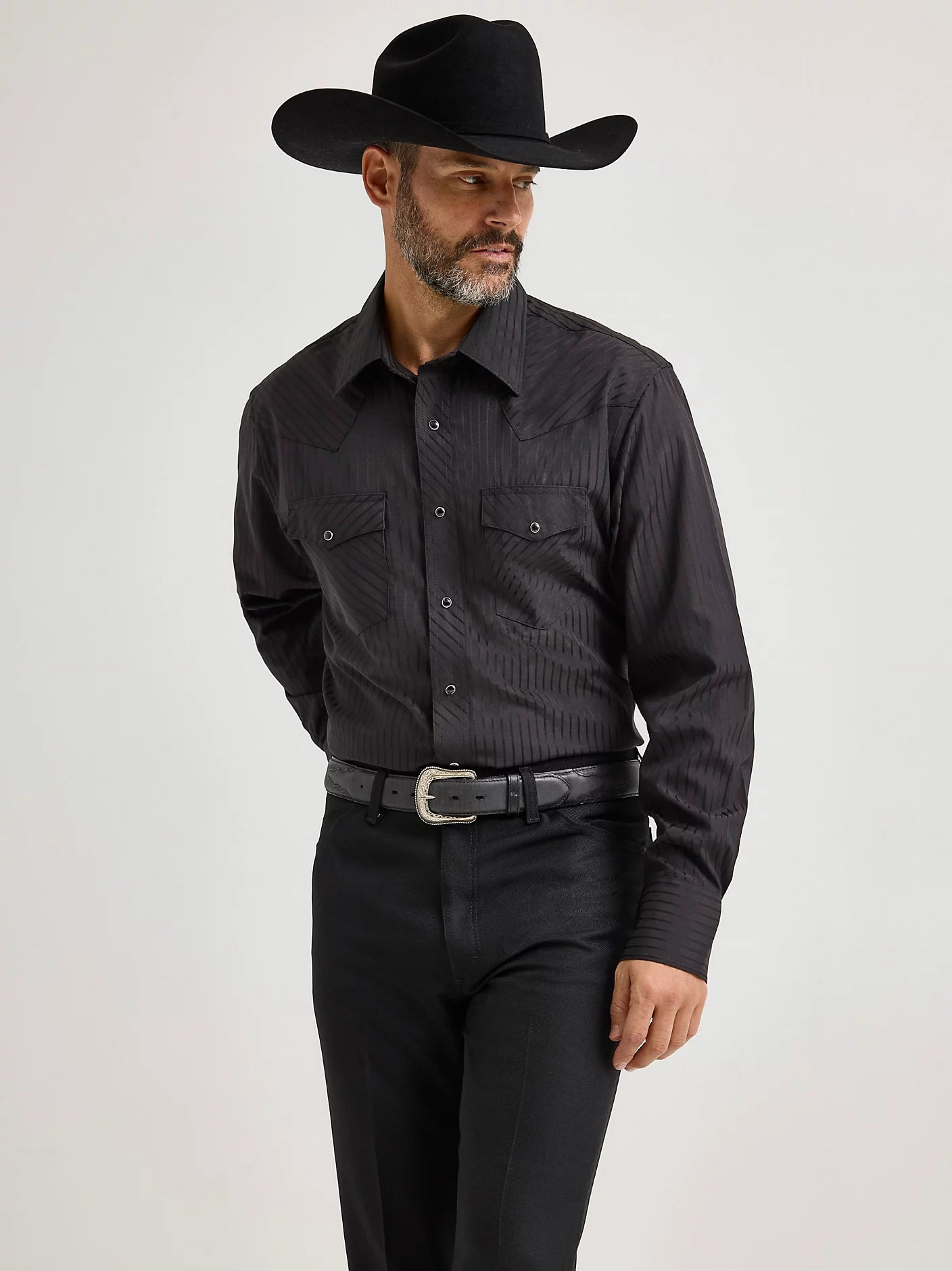 Wrangler Men's Western Snap Dobby Stripe Shirt