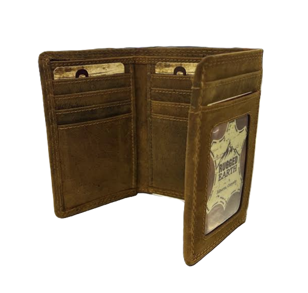Rugged Earth Tan Trifold Leather Wallet #6