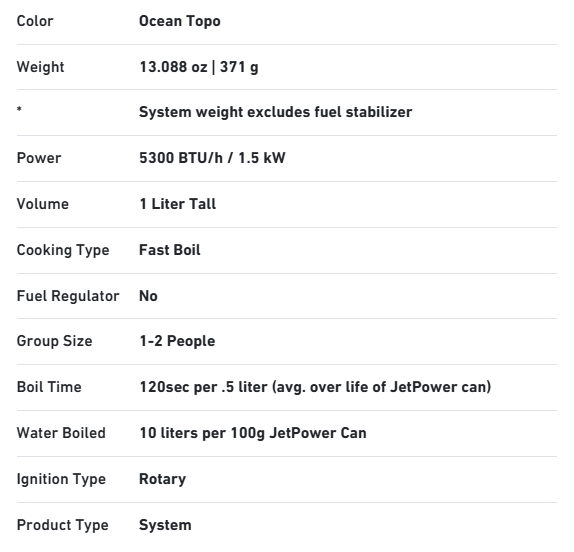 Jetboil Flash 1.0L Fast Boil System