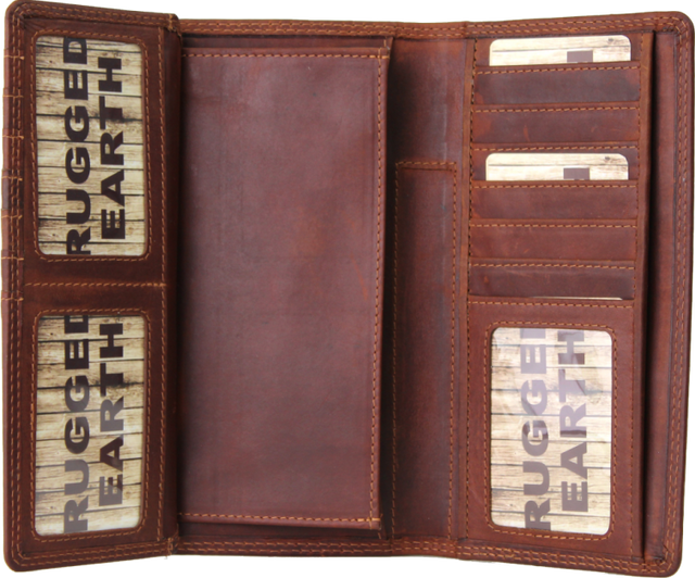 Rugged Earth Brown Trifold Leather Wallet #35