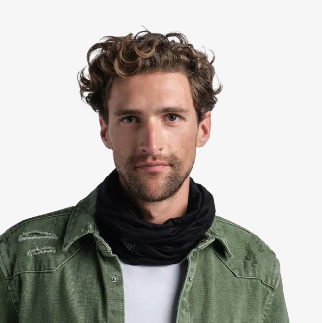 Buff Merino Lightweight Neckwear Solid Black
