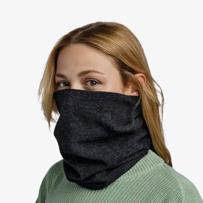 Buff Merino Fleece Neck Warmer Solid Black