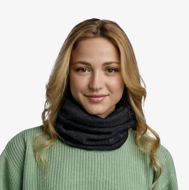 Buff Merino Fleece Neck Warmer Solid Black