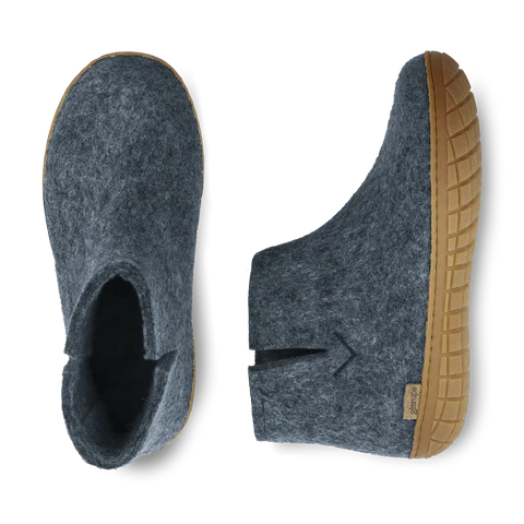 Glerups Adult Low Boot Slipper w/ Rubber Outsole