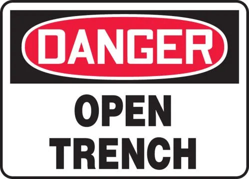 10"x14" Danger Open Trench Plastic Sign