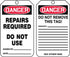 3.25"x5.75" Danger Repairs Required Plastic Tag