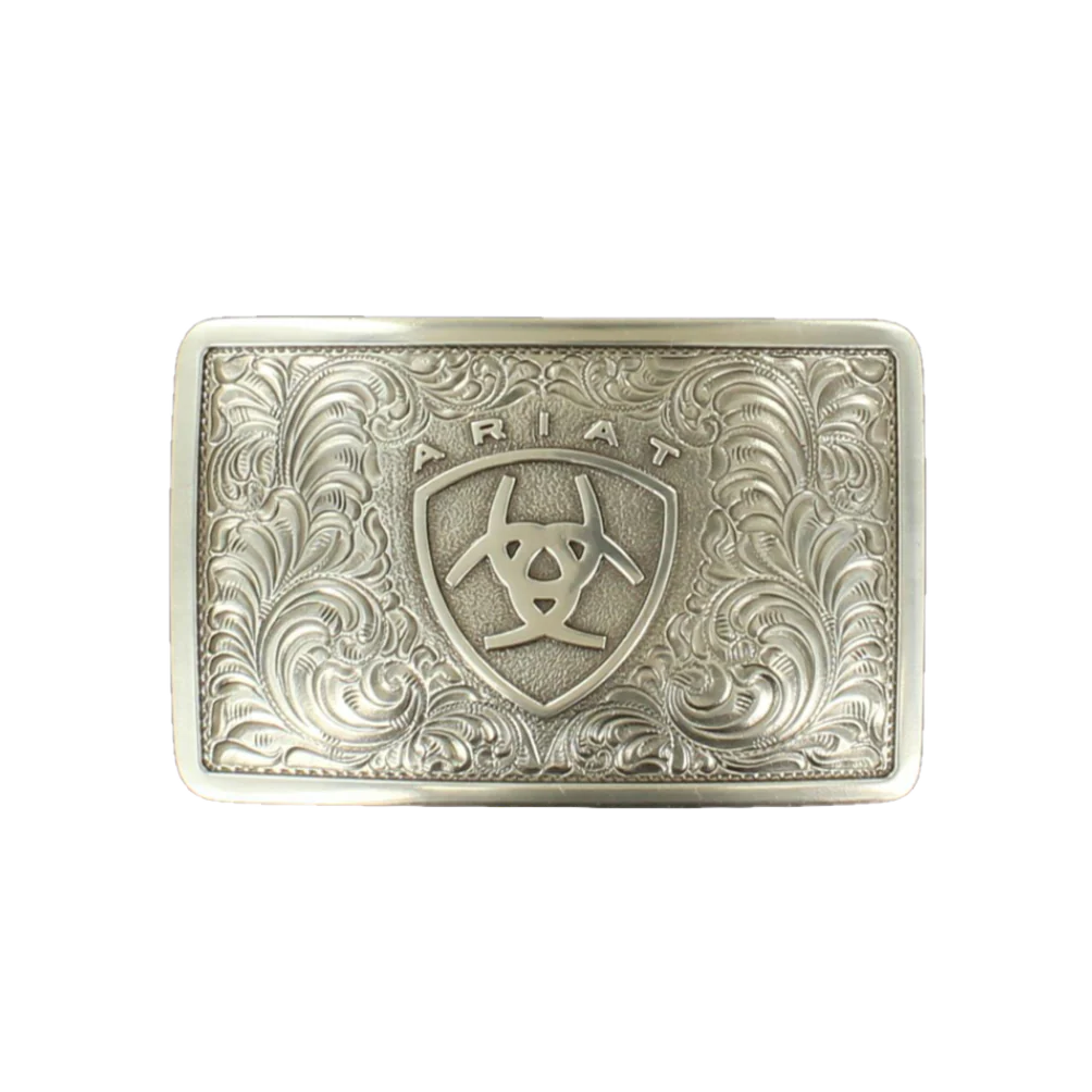 Ariat Rectangle Silver Filigree Belt Buckle
