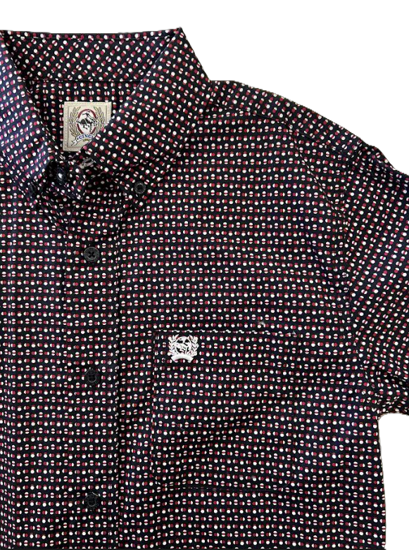 Cinch Kid's Navy/Red Print Button Down