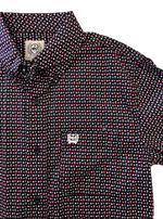 Cinch Kid's Navy/Red Print Button Down