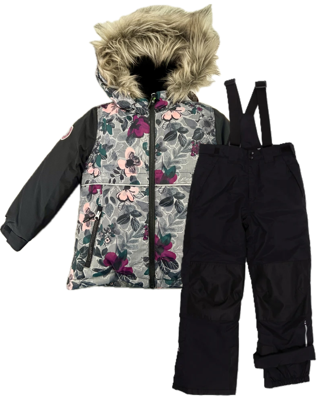 P&T Girls' Floral 2-Piece Snowsuit