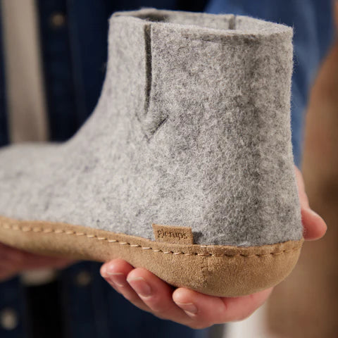 Glerups Adult Low Boot Slipper w/ Leather Outsole