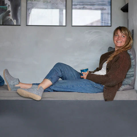 Glerups Adult Low Boot Slipper w/ Leather Outsole