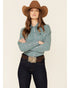 Cinch Blue & Green Circle Geo Print Shirt