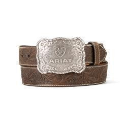 Ariat Mens Floral Embossed Aged Bark Belt