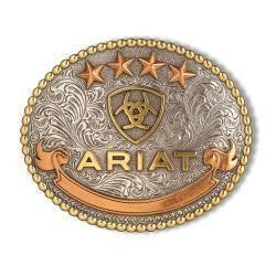 Ariat Oval Bead Edge Logo Antique Silver&Gold Buckle