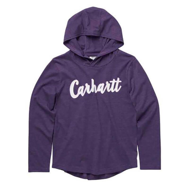 Crown Jewel Heather | Carhartt Girls Long-Sleeve Hooded Shirt | ruggednorth.ca