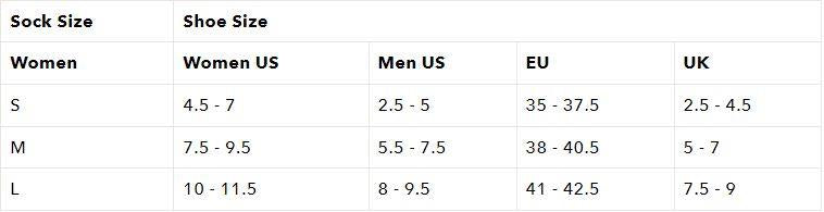 Ladies Socks Size Chart | ruggednorth.ca