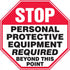 Stop PPE Required Beyond This Point Plastic Sign