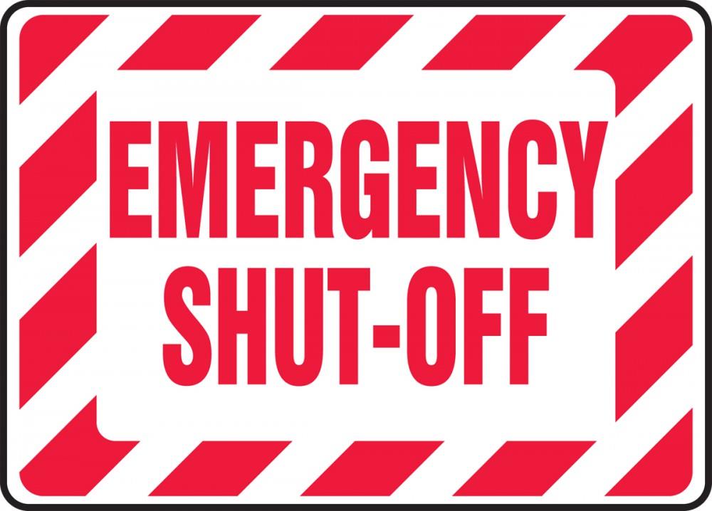 Emergency Shut-Off Plastic Sign