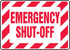 Emergency Shut-Off Plastic Sign