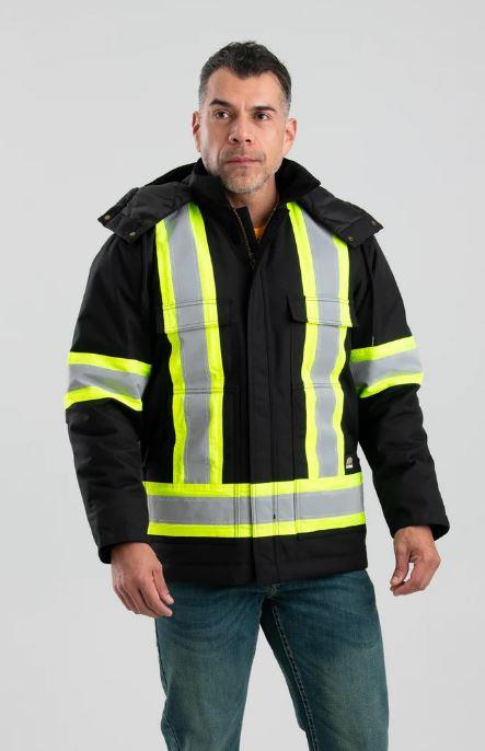 Berne Mens Safety Striped Arctic Insulated Chore Coat