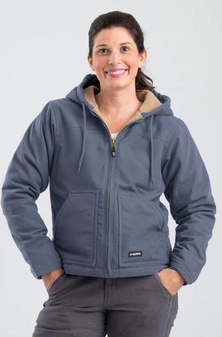 Berne Womens Women's Sherpa-Lined Softstone Duck Hooded Jacket