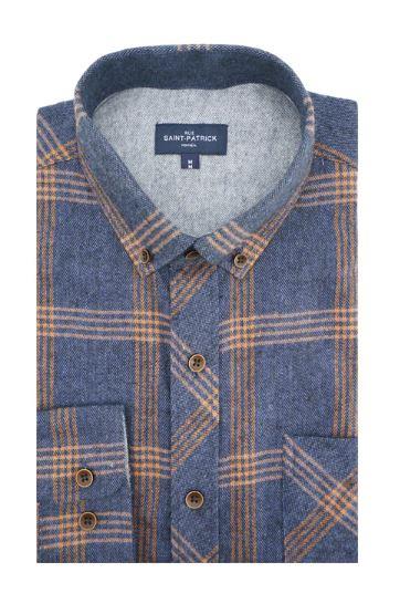 Mens Ballynahinch Flannel Shirt In Navy And Ginger