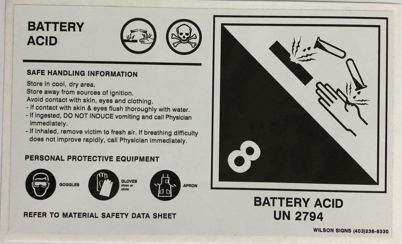 Battery Acid Decal UN2794