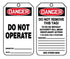 Danger Do Not Operate Plastic Tag