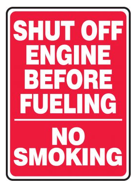 Shut Off Engine Before Fueling / No Smoking Sticker